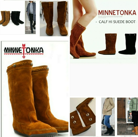 calf high suede boots